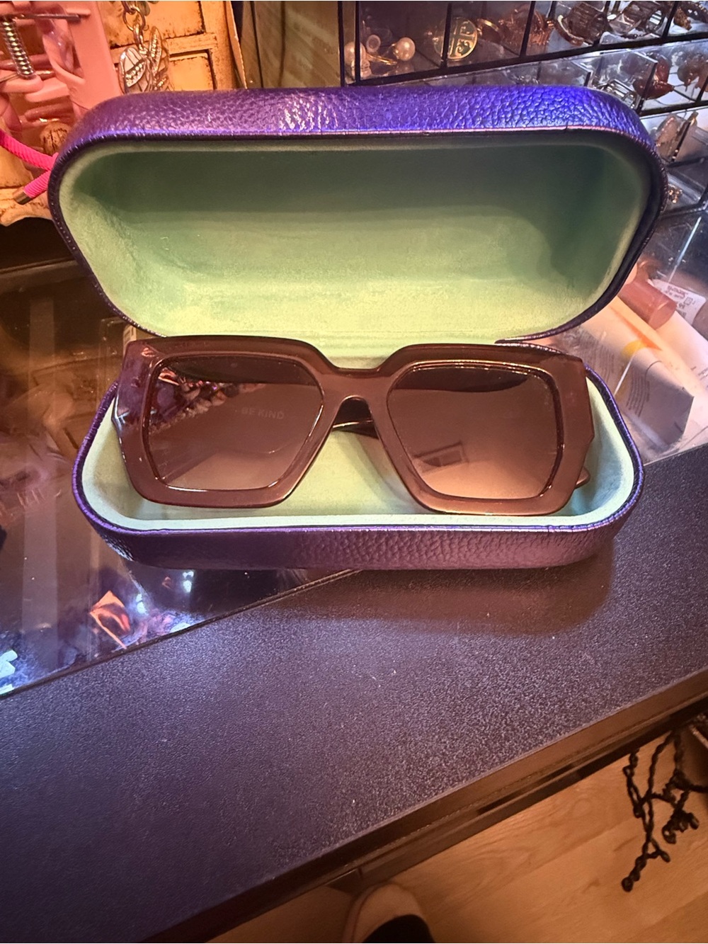 Kurt Geiger Purple Translucent Square Sunglasses - Picture 8 of 8